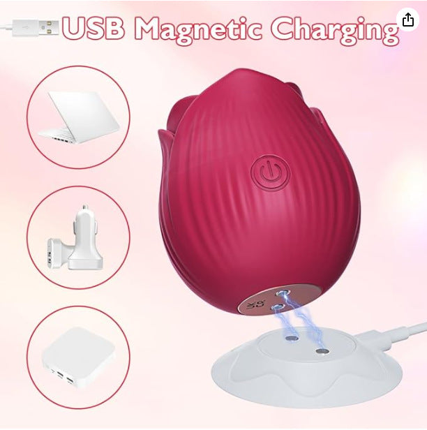 Wondebliss Rose 2-in-1 Sucking Massager Magnetic Charging - Fast Charge, Travel-Friendly