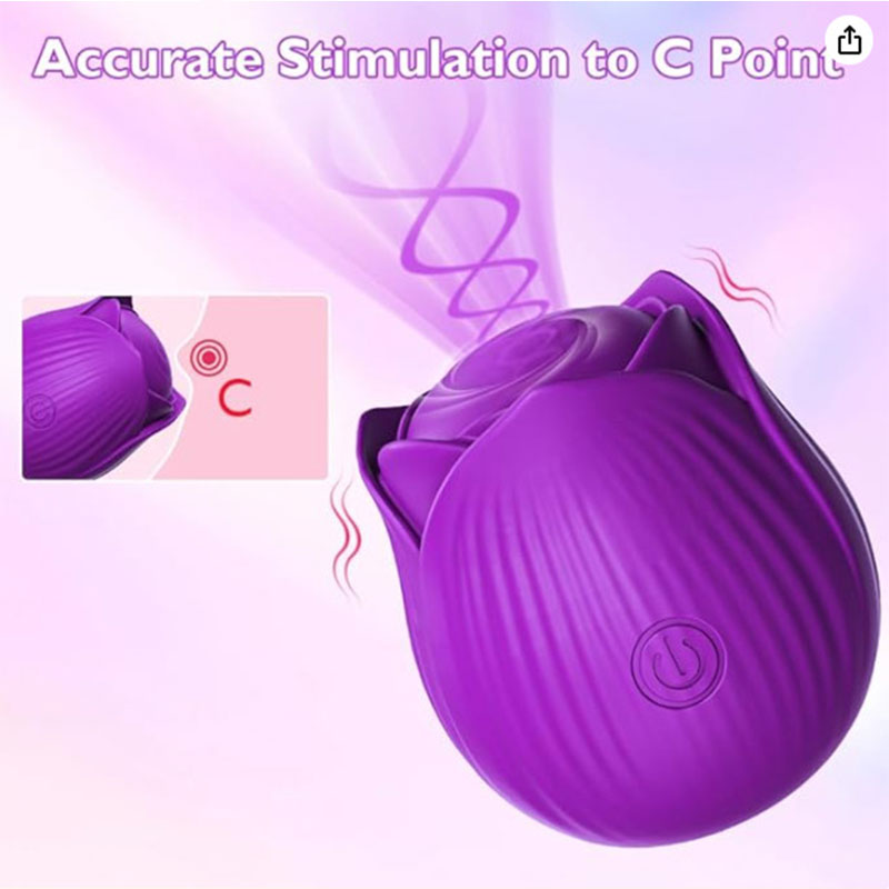 Wondebliss Rose 2-in-1 Sucking Massager Purple - Waterproof, Skin-Safe Silicone