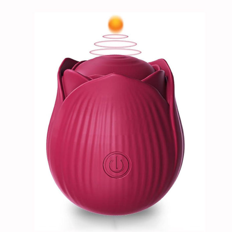 Wondebliss Rose 2-in-1 Sucking Massager Red - Elegant Rose Design, Front View