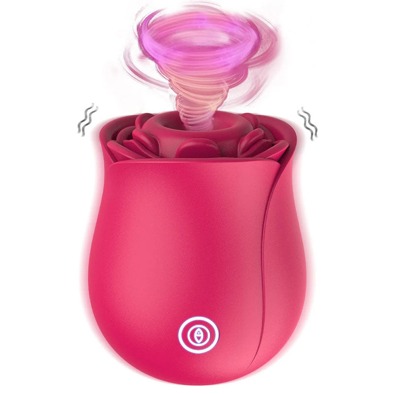 Wondebliss Rose 2-in-1 Tongue Licking Massager - Front View, Elegant Rose Design