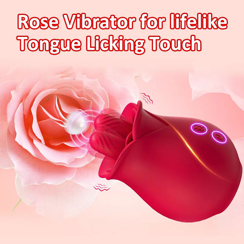 Wondebliss Rose Double Tongue Massager Dual Tongue Design - Realistic Soft Silicone Tips