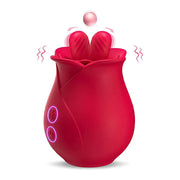 Wondebliss Rose Double Tongue Massager - Side View, Elegant Rose Design