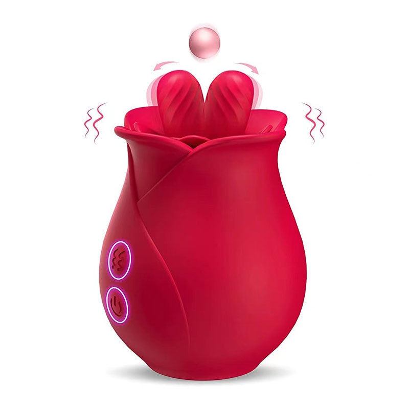 Wondebliss Rose Double Tongue Massager - Side View, Elegant Rose Design