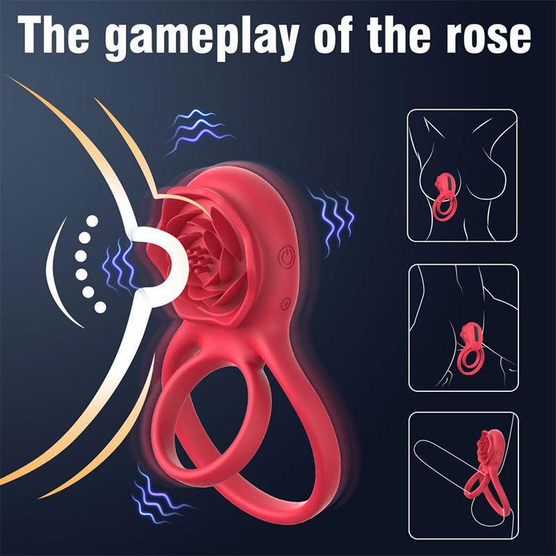 WONDEBLISS Rose Gen 1 dual-ring vibrating cock ring multiple usage ways