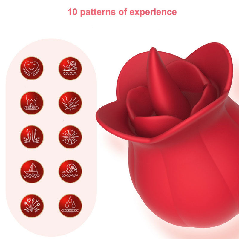 Wondebliss Rose Pumpkin 2nd Gen Tongue Massager - 10 Vibration Modes Display