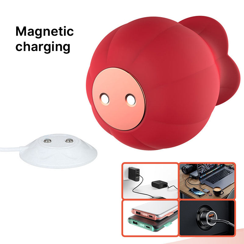 Wondebliss Rose Pumpkin 2nd Gen Tongue Massager Magnetic Charging - Fast Charge, Travel-Friendly