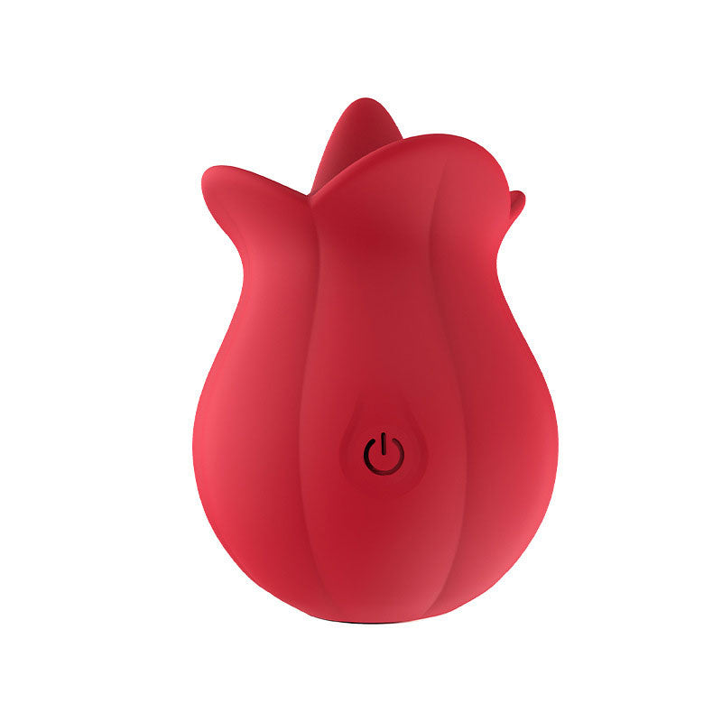 Wondebliss Rose Pumpkin 2nd Gen Tongue Massager Red - Front View, Rose Flower Shape