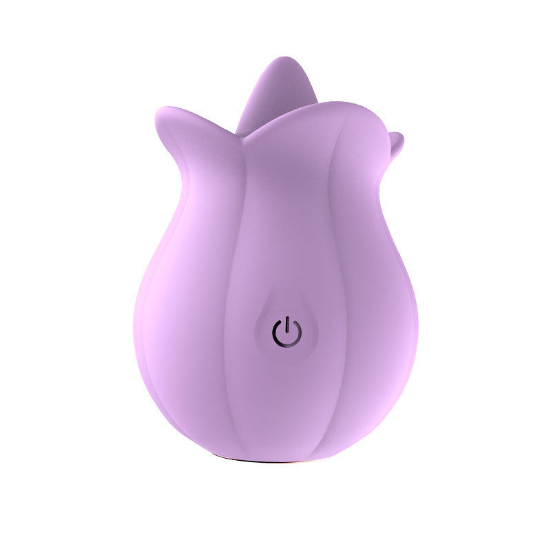 Wondebliss Rose Pumpkin 2nd Gen Tongue Massager Lavender - Front View, Elegant Design
