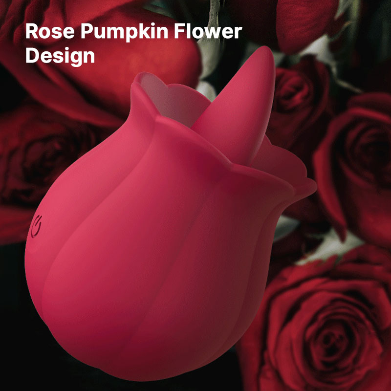 Wondebliss Rose Pumpkin Tongue Massager Side View - Ergonomic Shape, Comfortable Fit
