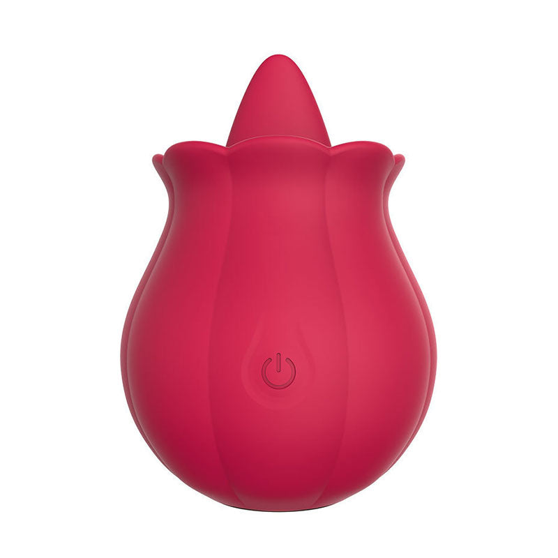 Wondebliss Rose Pumpkin Tongue Massager Red - 10 Vibration Modes, Silent Motor