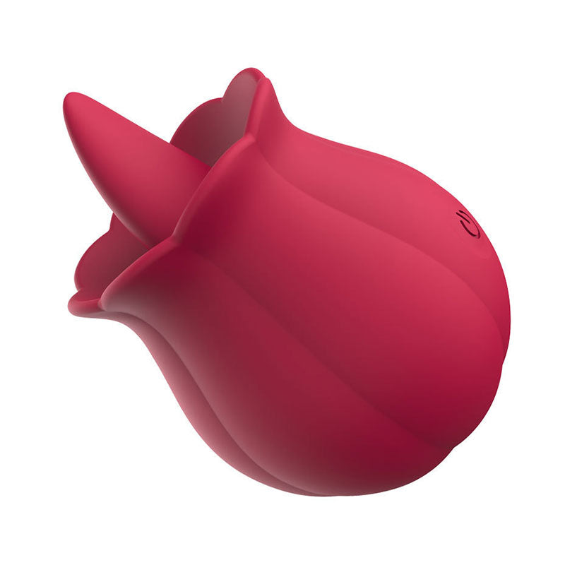 Wondebliss Rose Pumpkin Tongue Massager Red Side View - Ergonomic Compact Design