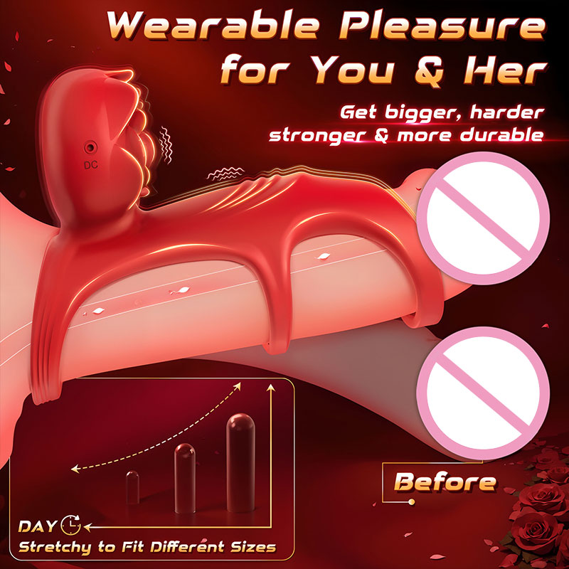 WONDEBLISS Rose 3-in-1 vibrating cock ring training diagram guide