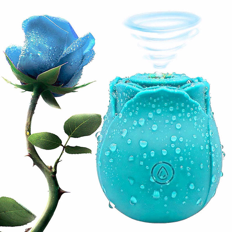 Wondebliss Rose Sucking Massager Light Blue - Front View