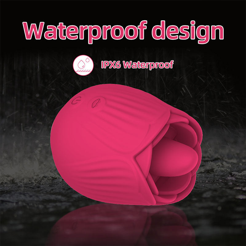Wondebliss Rose Tongue 2nd Gen Licking Massager IPX6 Waterproof - Shower-Safe, Easy to Clean