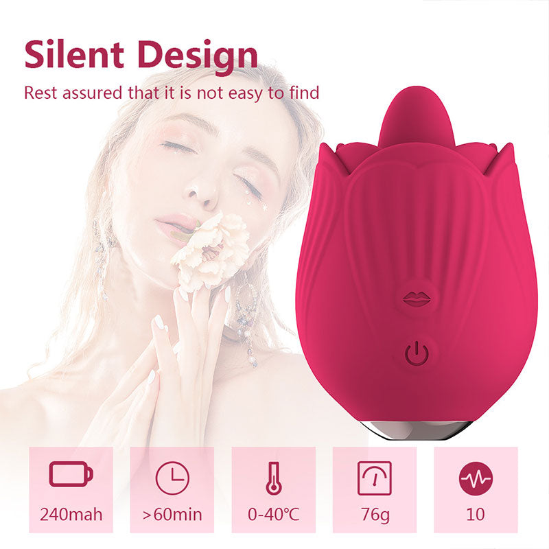 Wondebliss Rose Tongue 2nd Gen Licking Massager Silent Under 40dB - Complete Privacy Protection