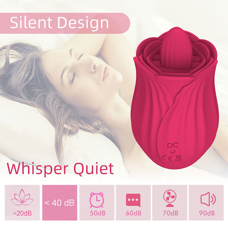 Wondebliss Rose Tongue Licking Massager Silent Operation Under 45dB - Complete Privacy Protection