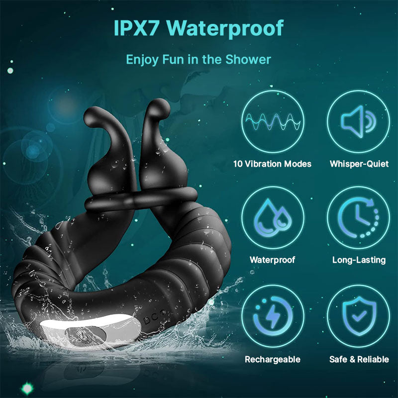 WONDEBLISS Snail vibrating cock ring IPX7 waterproof submersion test
