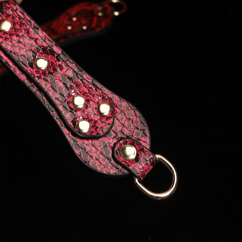 Wondebliss snake print spanking paddle premium faux leather surface and stitching detail