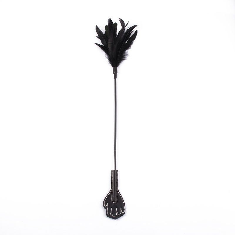 Wondebliss black palm feather spanking paddle full product view