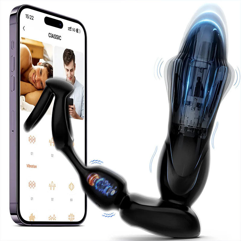 WONDEBLISS Starship prostate massager black color side view detail