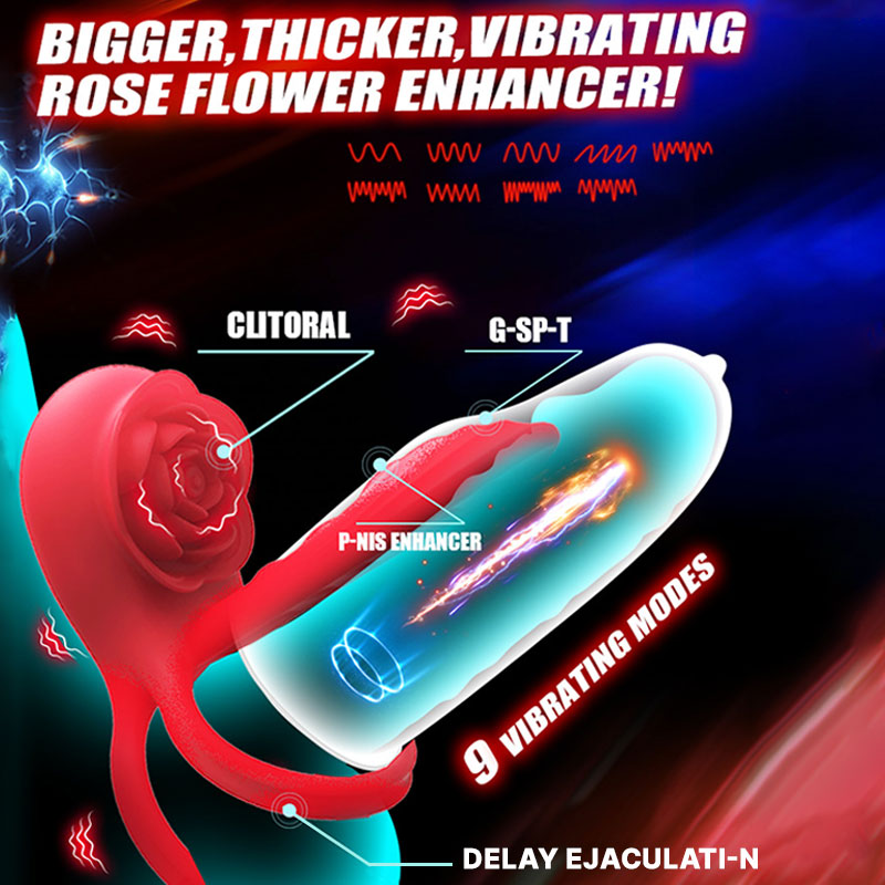 WONDEBLISS Rose Gen 2 couple vibrating cock ring multi-stimulation detail