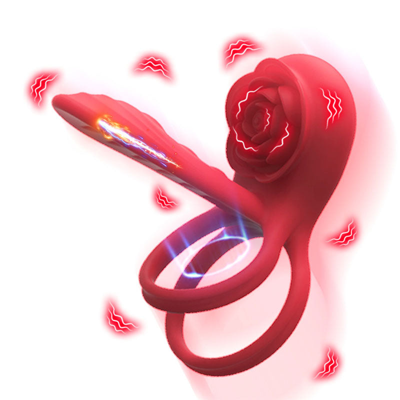 WONDEBLISS Rose Gen 2 couple vibrating cock ring red rose detail photo