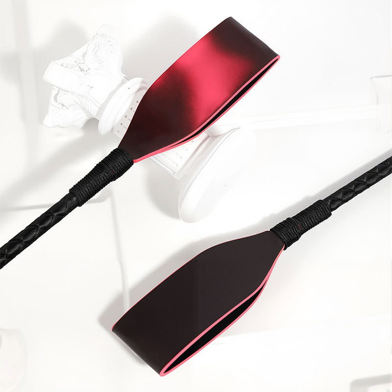Wondebliss heat-sensitive color changing leather spanker front and back view showing double-sided texture