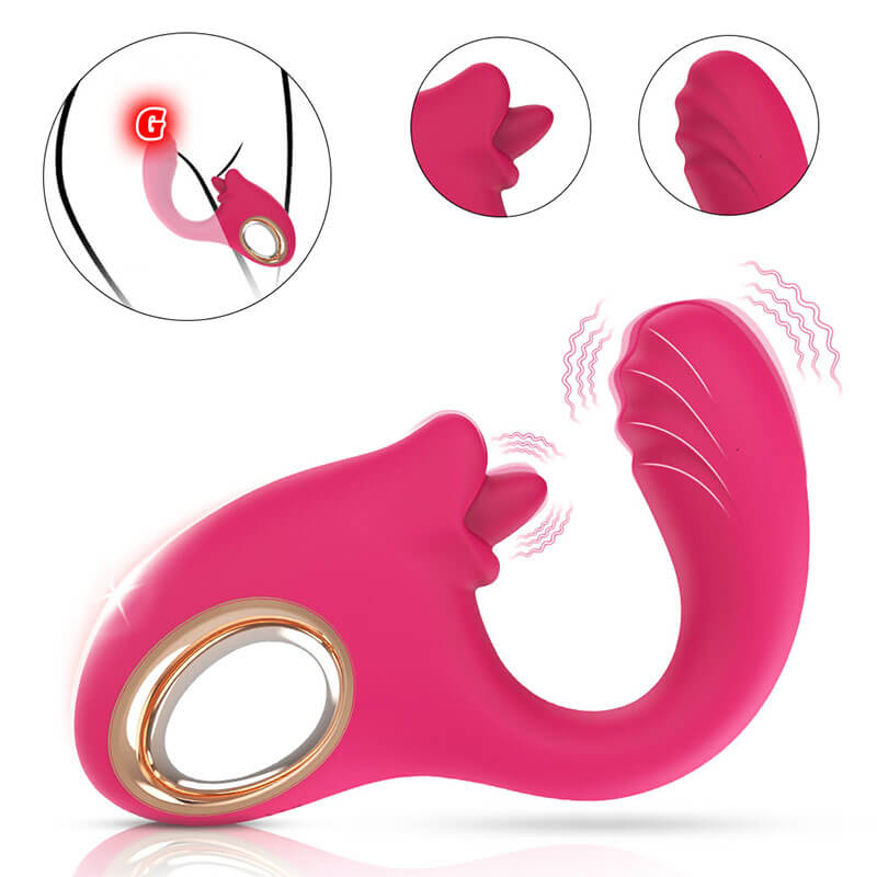 Wondebliss Tongue Massager in Fuchsia rose red color