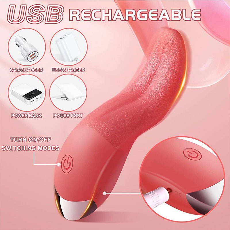 Wondebliss Tongue Vibrator, 10-Speed Real Texture | Warming & Whisper-Quiet
