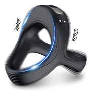 WONDEBLISS Triangle vibrating cock ring black color side view main product photo
