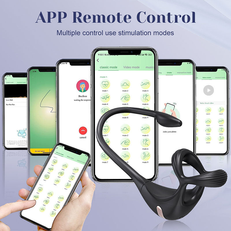 WONDEBLISS Triple Ring 2-in-1 vibrating cock ring APP control smartphone interface