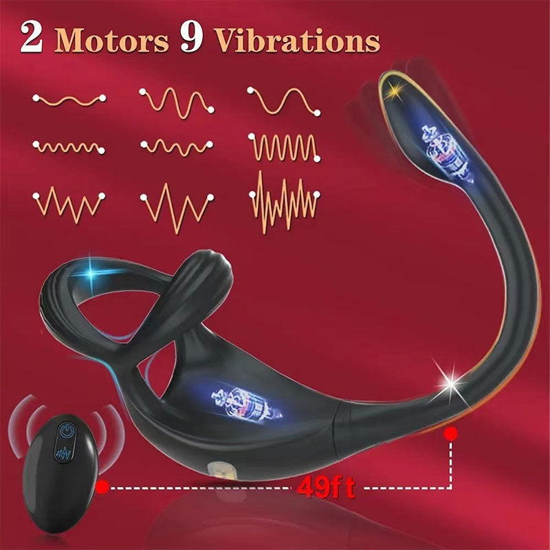 WONDEBLISS Triple Ring 2-in-1 vibrating cock ring remote control version main product photo