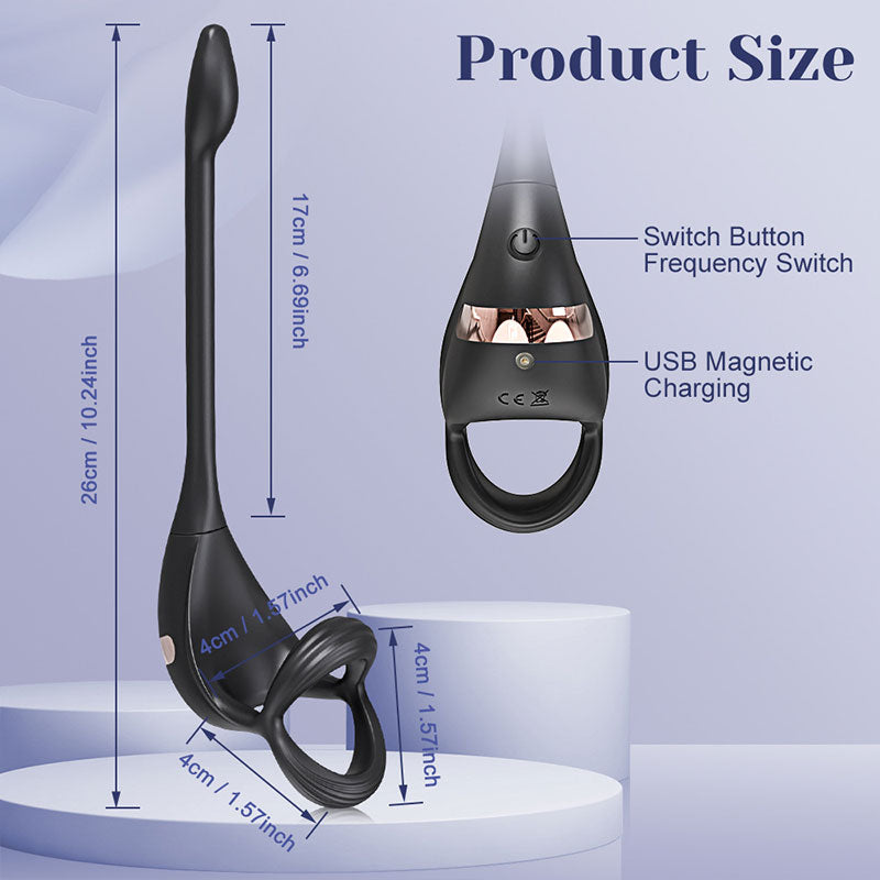 WONDEBLISS Triple Ring 2-in-1 vibrating cock ring size chart reference