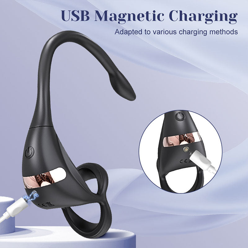 WONDEBLISS Triple Ring 2-in-1 vibrating cock ring USB charging cable detail