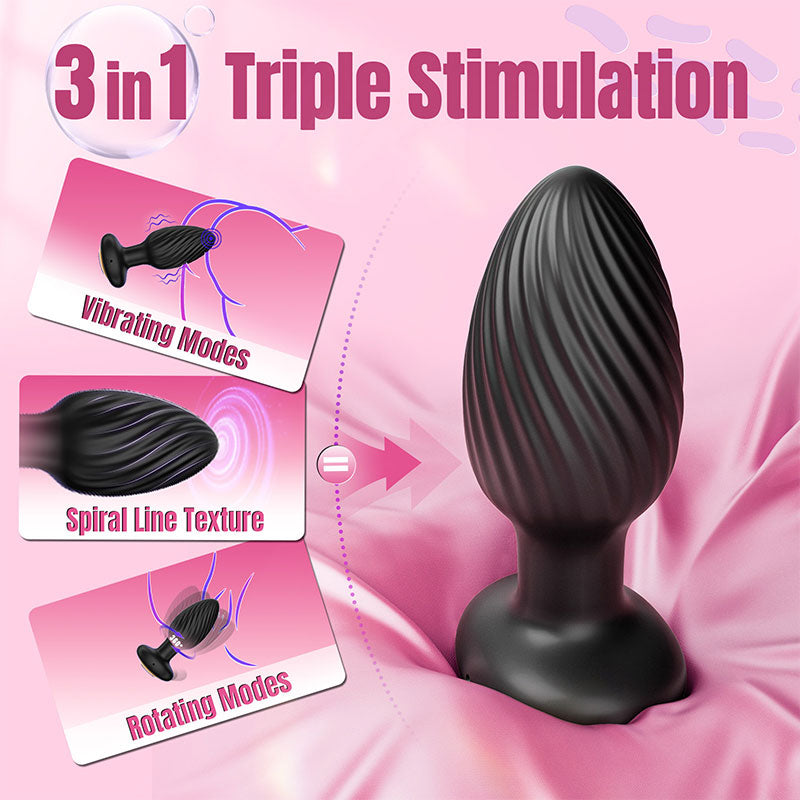 WONDEBLISS Twist Anal Plug 3-in-1 function overview
