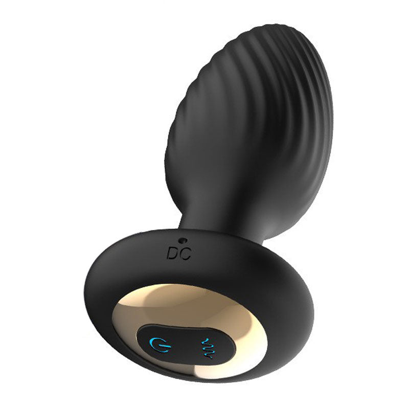 WONDEBLISS Twist Anal Plug Basic version front view, black